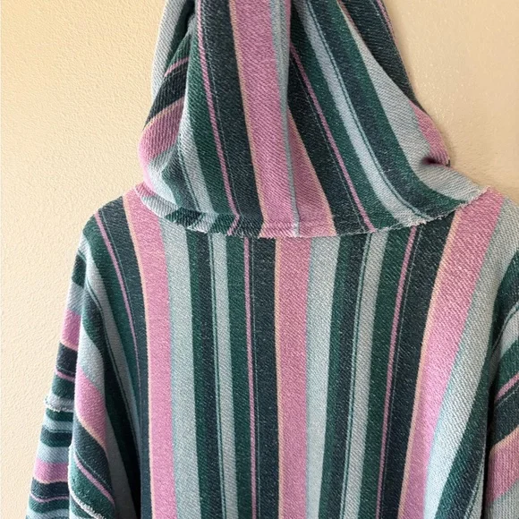 Free People Baja Sweatshirt Oversized V Neck Striped Printed Hoodie Tunic Top S - Picture 15 of 15